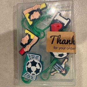 Soccer Themed straw toppers NWT